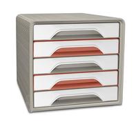 CEP Bloc de classement Module Organisateur 5 tiroirs Rangement documents Bureau Smoove TerraNova Terracotta Sable Blanc