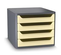 CEP Bloc de classement Premier prix Organisateur Plastique recyclé 4 tiroirs Rangement documents Bureau First GreenSpirit Jaune pâle