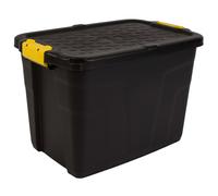 CEP Boîte de rangement bricolage Heavy Duty robuste noire - Couvercle avec poignées clipsées - Capacité 60 L