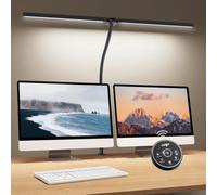 CEP Lampe Deux bras LED Spécial double écrans Eclairage bureau Réglage télécommande Fixation par Pince Albatross Noir