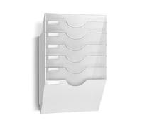 CEP Présentoir mural 6 compartiments Trieur pour documents Support rangement Dossiers vertical en plastique recyclé Format 24 x 32 cm coloris Blanc