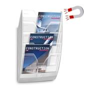 CEP Présentoir mural Magnétique Trieur 5 compartiments Aimanté Support rangement Documents vertical Format 24x32cm Fixation magnet Blanc Cristal