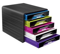 Cep Smoove, module de classement 5 tiroirs larges - Noir, façades panachées
