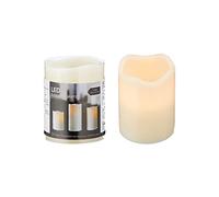 Cepewa Bougie LED en cire véritable avec flamme vacillante - Couleur ivoire - Sans flamme - Fonctionne avec piles (1 bougie LED en cire véritable de 9 cm)