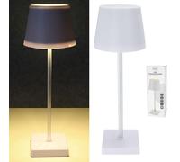 Cepewa Lampe de table à LED | Blanc 17 LED 8,5 x 32 cm ABS PS | Fonction tactile alimenté par batterie blanc chaud | 3 niveaux de luminosité 25 lumens (1 lampe de table blanche 32 cm)