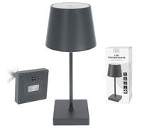 Cepewa Lampe de table LED, anthracite, 17 LED, 8,5 x 26 cm, ABS PS, fonction tactile, fonctionne sur piles, blanc chaud, 3 niveaux de luminosité, 25 lumens (1 lampe de table anthracite de 26 cm)