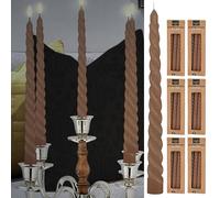 Cepewa Lot de 24 bougies à tige « Twisted » - Hauteur : 20 cm - Paraffine taupe - Bougie torsadée - Bougie en cire pour bougeoir (1 lot de 24)