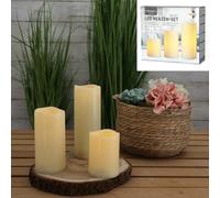 Cepewa Lot de 3 Bougies LED de Qualité Supérieure avec Minuterie pour l'Extérieur et l'Intérieur Lumière Vacillante Blanc Chaud Décoration de Salon