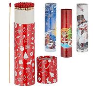 Cepewa Lot de 4 allumettes de cheminée - L 20 cm - 4 motifs de 75 pièces - Boîte d'allumettes design en bois - XXL (4 x 75 pièces - Design de Noël)