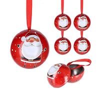Cepewa Lot de 6 boules de Noël Père Noël en métal à suspendre et à ouvrir Décoration de Noël Boule de sapin de Noël Père Noël (6 x boule de Noël Père Noël)