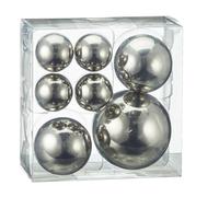 Cepewa Lot de 7 boules décoratives style en 3 tailles assorties - En métal argenté