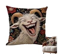 Ceprznvey Housse de coussin en peluche Motif chèvre hurlante | Housse de coussin motif chèvre hurlante pour canapé, lit, salon, cabane, ferme, vacances, fête en plein air