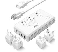 Ceptics Convertisseur de Tension de Voyage 220 V à 110 V avec Type C, E/F, G, Prises I, Sortie 2000 W pour sèche-Cheveux, 4 Ports USB avec 1 Port USB-C PD 18 W à Charge Rapide, pour