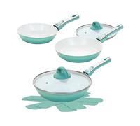 Genius Cerafit Revolution Set de 7 poêles 20+24+28 CM, 2 couvercles en verre, insert Viles, poêle à frire antiadhésive en céramique, poignée amovible