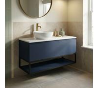 Ceramia Meuble salle de bain 120 cm bleu foncé pour vasque simple - meuble sous vasque 120 cm (CERAMIA-1DB120) (CERAMIA-1DB120)