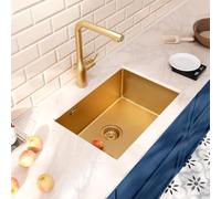 CERAMIA Timeless Évier de Cuisine Sous Plan 1 Bac 55x45 cm Inox 304 | Finition Or Brossé PVD | Installation facile