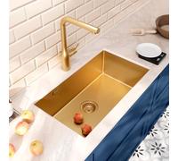CERAMIA Timeless Évier de Cuisine Sous Plan 1 Bac 68x45 cm Inox 304 | Finition Gun Metal Brossé PVD | Installation facile