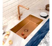 Ceramia Timeless Évier de cuisine sous plan inox 304, 1 bac, 68x45x21 cm, Cuivre brossé PVD