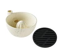 Ceramic Berry Draining Bowl with Silicone Pad, Retro Fruit Strainer | Premium ceramic bowl features vortex draining and manual juicing for daily fruit preparation F