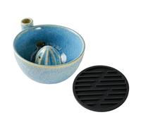 Ceramic Berry Draining Bowl with Silicone Pad, Retro Fruit Strainer | Premium ceramic bowl features vortex draining and manual juicing for daily fruit preparation D