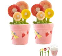 Ceramic Flower Measuring Spoons Set with Flowerpot Base, 2026 Decorative Cute Measuring Cups and Spoons Set with Holder for Dry and Wet Ingredients (2*Pink)