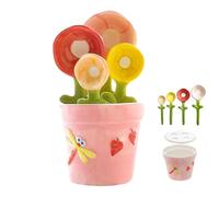Ceramic Flower Measuring Spoons Set with Flowerpot Base, 2026 Decorative Cute Measuring Cups and Spoons Set with Holder for Dry and Wet Ingredients (Pink)