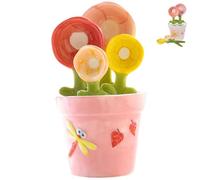 Ceramic Flower Pot Measuring Spoons Set with Base Cup,Cuillères à mesurer en céramique en forme de pot de fleurs avec étagère de rangement,Ensembles de cuillères doseuses en céramique pour cuisine (A)