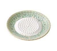Ceramic Garlic Grater Plate Embossed Grinding Dish for Ginger Cheese | Premium ceramic garlic grater plate with embossed teeth for efficient ginger and cheese processing at home or Green A