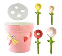 Ceramic Measuring Spoons Set, Floral Measuring Spoon Set