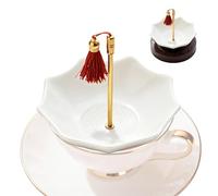 Ceramic Tea Filter - Quirky Umbrella Shape, Perforated Base Disc, Matching Holder Stand, Porous Ceramic Mesh | For Enhances Flavor Softens Water Cooking Baking Cocktail Brewing Milk Loose Infuser Stee