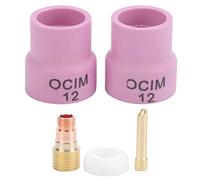 Ceramic Welding Cup Set 12# Air - Cooled Welding Cup Kit for WP - 17 WP - 18 WP - 26 Torch with Chuck Air Lens and Spacer, Alumina Ceramic Construction, 2.4 mm Thickness