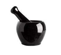 Céramique ail gingembre pestle set, Ensemble de broyeur à mortier et pilon en pierre, noir, plusieurs tailles(16x12cm)