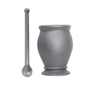 Céramique ail gingembre pestle set, Ensemble de pilons à mortier épices en fonte gris 13,8x8,8 cm