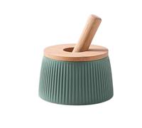 Céramique ail gingembre pestle set, Ensemble de pilons for broyeur d'ail et gingembre, presse manuelle, vert, 7,4x12,5 cm