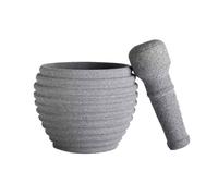 Céramique ail gingembre pestle set, Ensemble mortier et pilon en pierre gris 12-16 cm(16cm)