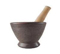 Céramique ail gingembre pestle set, Mortier en Pierre Pilon Épice Ail Gingembre Marron 22x18cm