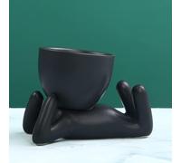 Céramique figurine pot de fleurs-succulentes-plante pour décoration de jardin - maison moderne, ornements de table de plantes vertes créatives (3 pièces)