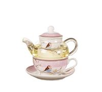 CéRamique Fleur ThéIèRe Fleur Oiseau Tasse Soucoupe en Verre RéSistant une la Chaleur Pot Ensemble Tasse une Café AprèS-Midi Thé