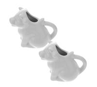 Céramique Pichet à Lait Animal Petit 2 Pièces Poignée | Pot Réutilisable Blanc, Versement Soigné, Silhouette Vache Adorable, Adapté au Sirop, Jus, Café, Maison ou Restaurant