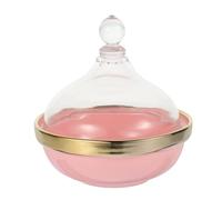 Céramique Ramequin à Dessert Bol Rose, Couvercle | Petits Gâteaux et Cuisson, Bords Lisses, Prise en Main Facile, Nettoyage Simple, Verre Inclus
