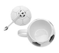 Céramique Tasse à Café Football Couvercle et Cuillère, Ambiance Noël | Design Ballon Décoratif, Poignée Confortable, Surface Lisse, pour Boissons Chaudes ou Soupe, Fans, Bureau et Dortoir