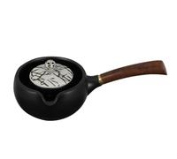 Céramique Théière Japonaise Rétro pour Maison et Bureau | Noir, Bois et Cuivre, Remplissage Facile, Entretien Simple, Prise en Main Confortable, Style Élégant et Généreux