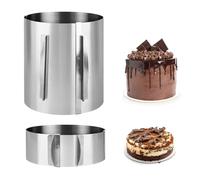 Cercle à gâteau de 20 cm de haut et 6 cm de haut - En acier inoxydable réglable (diamètre de 16 à 30 cm), cadre de cuisson rond résistant à la chaleur, 2 moules à gâteau pour cuisines, restaurants