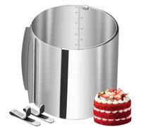 Cercle à gâteau réglable en hauteur 20 cm - Anneau à gâteau en acier inoxydable avec 2 boucles de fixation, graduation gravée - Largeur réglable de 16 à 31 cm, anneau de cuisson réglable en acier