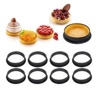 Cercle a Patisserie,anneau de tarte ovale,anneau de mousse de gâteau perforé résistant,moule à gâteau (noir) (round)8pcs