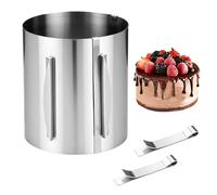 Cercle a Patisserie Réglable 16-30cm，Cercle à Gâteau Extensible, Avec échelle，Anneau à Gâteau 15CM,Avec 2 clips de fixation pour superposer et décorer des gâteaux à la crème et des gâteaux à motifs