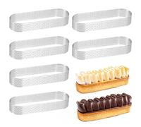 Cercle à Tarte Anneau à Tarte de Pâtisserie, Lot de 6 Moule Tartelette en Acier Inoxydable en Ovale Forme, Résistants à la Chaleur