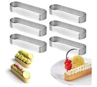 Cercle à Tarte Anneau à Tarte de Pâtisserie, Lot de 6 Moule Tartelette en Acier Inoxydable en Ovale Forme, (13 4 2cm)