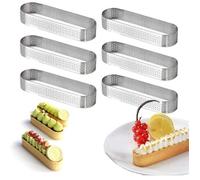Cercle à Tarte Anneau à Tarte de Pâtisserie, Lot de 6 Moule Tartelette en Acier Inoxydable en Ovale Forme, Résistants à la Chaleur
