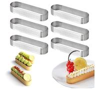 Cercle à tarte ovale - MHY® - 13x4.5 cm - Lot de 6 - Acier inoxydable - Résistant à la chaleur - Conception perforée